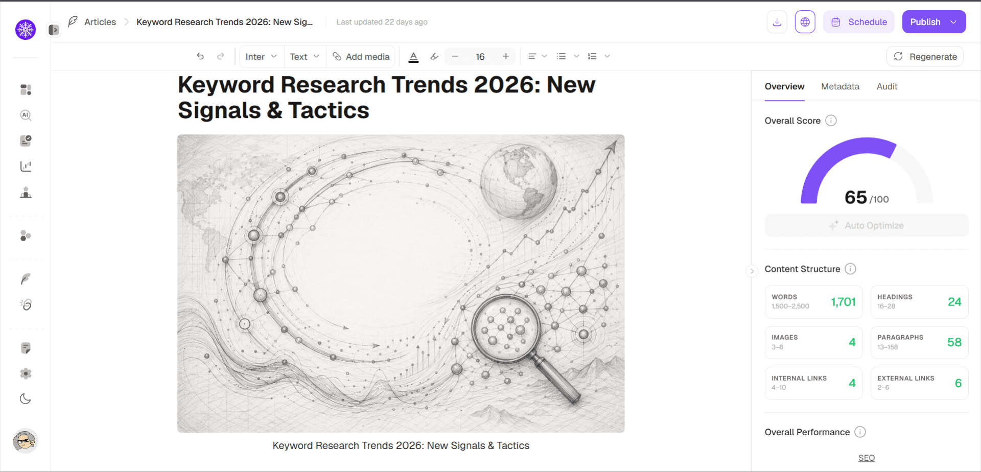 SnowSEO Content Editor Interface